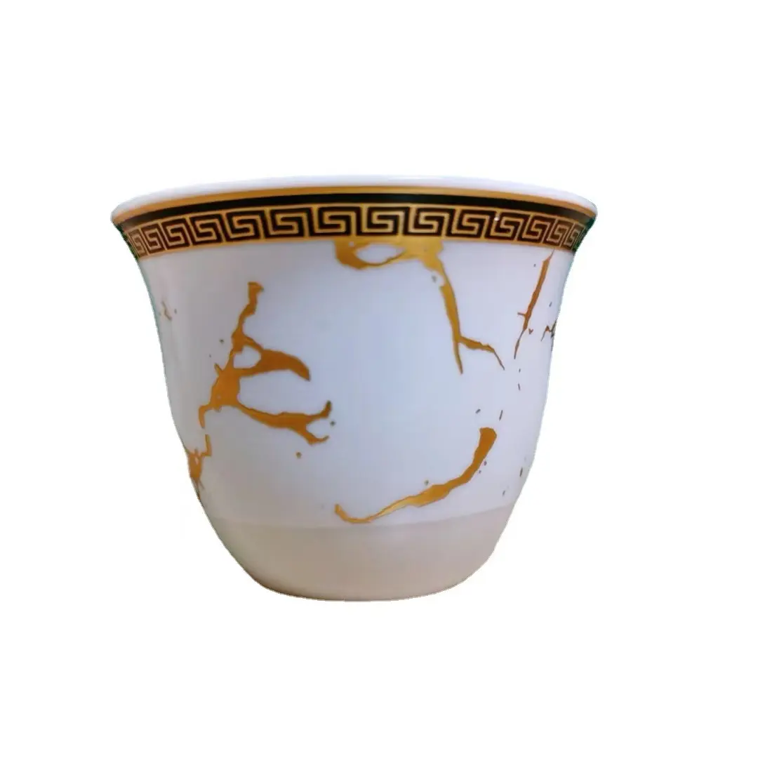 promotion cheap new bone china arabic coffee gold trim 12 Pcs Porcelain Cawa Cup Set &Cawa Arabic Coffee Cup