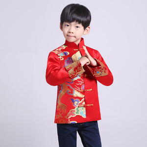 Tang Suit Red Traditional <strong>Chinese</strong> Clothing for <strong>Men</strong> Kids Boy <strong>Hanfu</strong> Top Dragon Print Vintage Satin Kungfu <strong>Chinese</strong> Party Stage - Product Image 3
