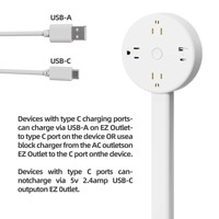 Multiprise électrique USB avec 1 port USB, extension de prise rotative pratique pour la maison