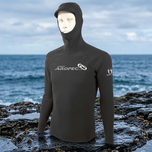 Camiseta de Protección Solar UPF50 de Manga Larga con Capucha para Hombre, de Poliéster/Nailon, Secado Rápido, con Logotipo Digital en la Parte Delantera, Color Negro - Product Image 2