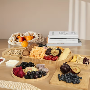 Tabla de Charcutería con Tapa, Juego de Tabla de Quesos de Bambú Grande con Utensilios y Cajones, Tabla de Quesos de Bambú para Cortar Alimentos para Regalo de Inauguración - Product Image 1