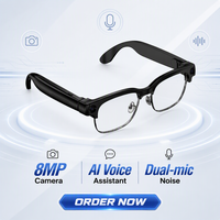 Lunettes Intelligentes IA E09B Semi-cerclées avec Caméra 8MP, Assistant Vocal IA, Réduction de Bruit Double Micro, Batterie 300mAh, Lunettes Intelligentes POV