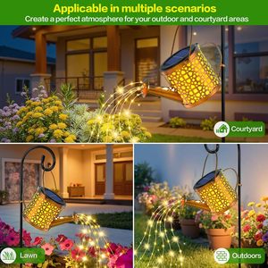 Luces Solares para Regadera, LED Blanco Cálido, Decoración de Jardín para Exteriores, Guirnaldas de Luces Solares Colgantes de Metal para Patio - Product Image 3