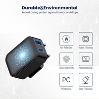 Chargeur mural pliable Tommox 25W USB-C/GaN avec protection OTP pour téléphones portables, appareils photo et tablettes - Charge rapide