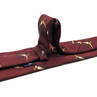 Cravate Homme Neuve 9cm en Polyester Tissé Personnalisé Bordeaux, Motif Animal Magnifique : Phasane, Vente en Gros