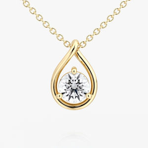 Collar con Colgante de Lujo Chapado en Rodio con Diamante Cultivado en Laboratorio con Corte Brillante Certificado por IGI en Oro Amarillo de 14K para Mujer, para Fiestas y Bodas, 6.5g - Product Image 4