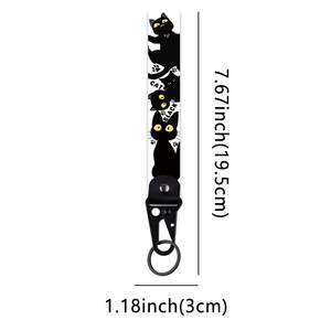 Correa de poliéster mate con estampado de pata de gato de dibujos animados en blanco y negro, clip de águila, llavero de gatito, regalo para amantes de los gatos - Product Image 6