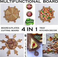 Planche à pizza en bois de 14 pouces pour pizza, fromage, fruits, viande, gâteau, en-cas et plaque à pizza en bois.
