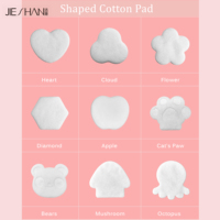 Tampons démaquillants en coton en forme de cœur 6,8x5cm, pur coton matelassé, bord perforé, sans fluorescent, taille personnalisée, logo OEM, tampons pour le visage