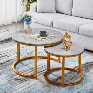 <span class=keywords><strong>Arredamento</strong></span> <span class=keywords><strong>Moderno</strong></span> per la Casa, Tavolino da Caffè Rotondo con Gambe in Metallo Nero per <span class=keywords><strong>Soggiorno</strong></span> - Product Image 3