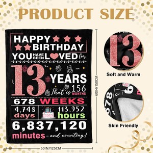 Manta de Franela con Estampado Variado de Frases de Cumpleaños, Manta para Siesta, Cálida, Súper Suave para Cama, Sofá, Personalizable - Product Image 6