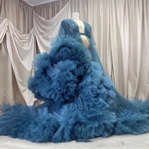 <span class=keywords><strong>Vestaglia</strong></span> Lunga in Tulle con Volant per Sposa in Gravidanza, Sexy <span class=keywords><strong>Camicia</strong></span> <span class=keywords><strong>da</strong></span> <span class=keywords><strong>Notte</strong></span> Multicolore in Maglia per Maternità, per Matrimoni o Servizi Fotografici - Product Image 3