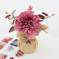 Dahlias artificiels de haute qualité en soie, fleurs roses pour mariage, Saint-Valentin, décoration intérieure, accessoires de photographie