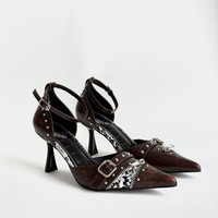 Nouvelles Chaussures à Talons Aiguilles Légères et Élégantes pour Femmes, Style Punk avec Rivets et Fermeture Éclair Serpent, en Microfibre, Idéales pour Soirées et Clubs, Vente en Gros OEM ODM 2026