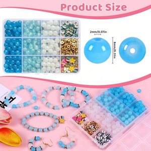 Accesorios de joyería DIY, cuentas sueltas de cristal de 8 mm, juego de cuentas redondas de vidrio de colores, dijes de aleación para la elaboración de pulseras y pendientes. - Product Image 3
