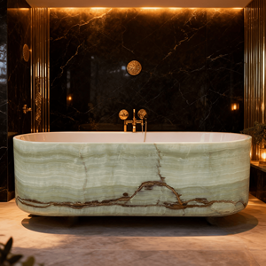 Baignoire autoportante de luxe en jade <span class=keywords><strong>naturel</strong></span> et marbre avec maintien de la chaleur longue durée - Product Image 1