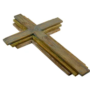 Antique-style Decorative Large unfinished wood unique wall hanging cross