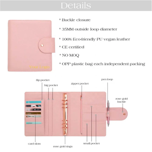 Hongbo 11色A5ソフトグレインレザーローズゴールドリングバウンドアジェンダプランナーバインダー予算挿入可能 - Product Image 5