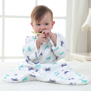 Sac pour bébé en coton biologique personnalisé à manches courtes hiver enfant en bas âge sac de couchage respirant fermeture éclair pleine saison portable vente en gros - Product Image 4