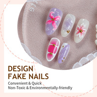 Lot de 30 faux ongles 3D en résine, motif floral tulipe, coquillage, clous en acier, style frais et coloré, pour l'exportation