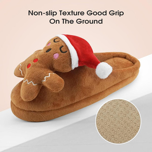 Mules d'hiver pour femmes et hommes, en forme de bonhomme en pain d'épices, doublées de peluche, légères, en mousse à mémoire de forme, confortables, douces, respirantes - Product Image 2