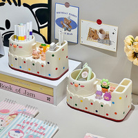 Boîte de rangement pour papeterie, grande capacité, sans installation, porte-stylos de bureau pour étudiants, motif dessin animé
