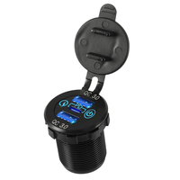Prise industrielle double USB Type A/C 12V avec voltmètre numérique, charge rapide, interrupteur en aluminium pour caravane, camping-car, bateau
