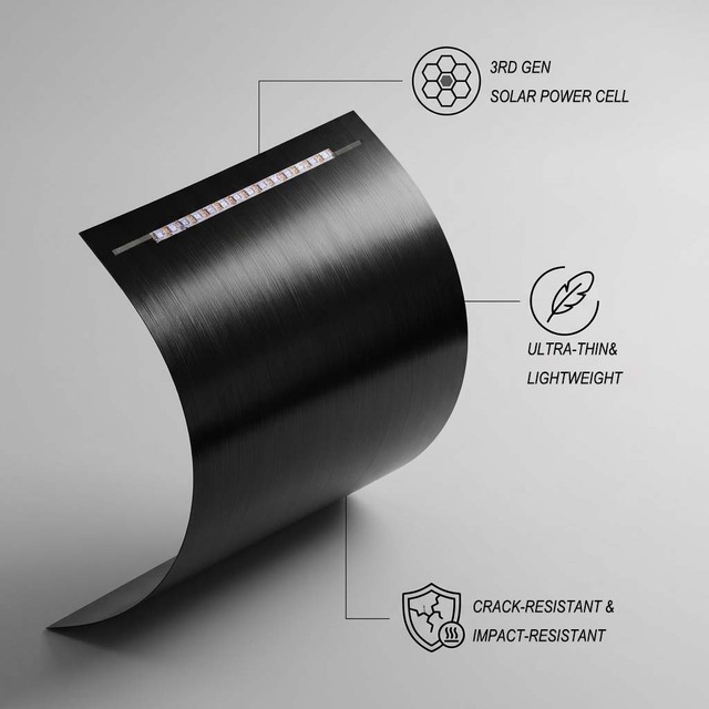 SunFlex Flexible Solar Panels Thin Film Indoor Solar 35% Efficiency Ultra Lightweight Low Light Portable PV Module IoT Black