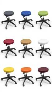 Modern Backless Rolling <b>Stool</b> Ergonomic PU Leather Upholstery Wheels Adjustable Height Steel Frame for Laboratory <b>Office</b> Clinic - Product Image 2