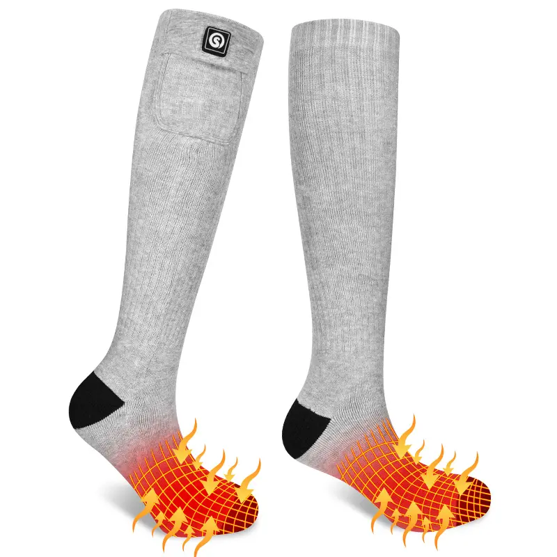 Custom-Made 7.4V 2200mAh Happy Bamboo Heated Socks High Ankle Thick Warm Breathable Unisex XL Size for Men Women Outdoor Sports