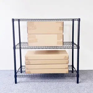Black Powder Coating 3 Tier New Design Metal Household Office Wire Shelf Rack Storage Unit
