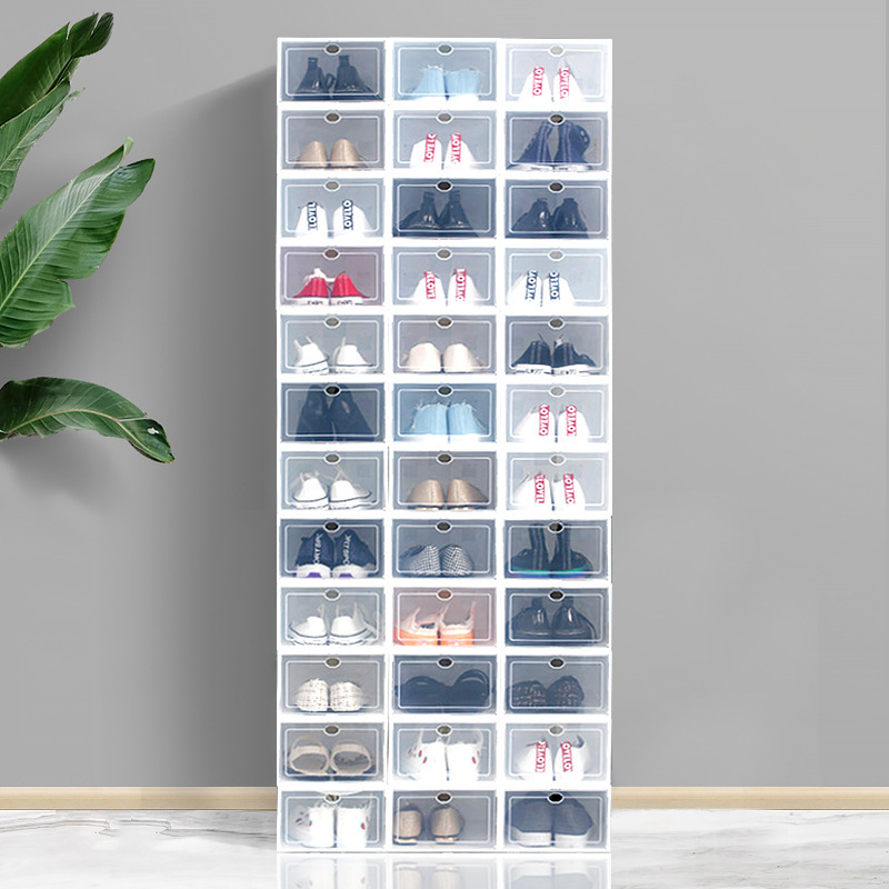 Multi-color Stackable Shoe Storage Box Home Drop Front Storage Box With Light Shoe Box Storage