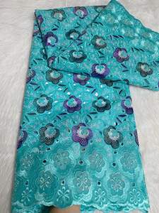 ผ้าลูกไม้สวิสสีเหลือง FY3101ประดับด้วยหินคอตตอนสีพาสเทลแบบมีรูประดับด้วยคริสตัล - Product Image 4