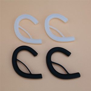 Sports Silicone Ear Hooks For 2.5mm-4.0mm Flat Cable Headphones With Red Wire And Clear Black White Options - Product Image 3