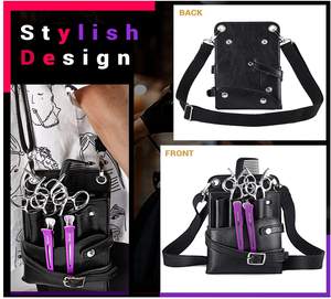 कैंची हज्जाम की दुकान चमड़े उपकरण पाउच कमर उपकरण नाइयों बैग के साथ बेल्ट - Product Image 4