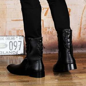 Botas <span class=keywords><strong>de</strong></span> <span class=keywords><strong>Hombre</strong></span> <span class=keywords><strong>de</strong></span> Moda Británica para Otoño e Invierno, Botas <span class=keywords><strong>de</strong></span> Cuero con Cremallera y Punta Puntiaguda, Botas <span class=keywords><strong>de</strong></span> Cuero para <span class=keywords><strong>Hombre</strong></span> - Product Image 3