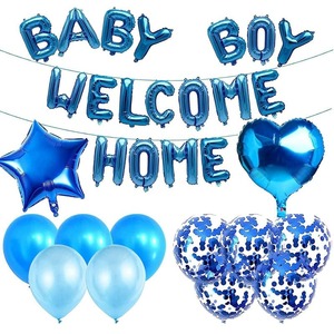 Ensemble de ballons 'Bienvenue à <span class=keywords><strong>la</strong></span> <span class=keywords><strong>maison</strong></span>' <span class=keywords><strong>pour</strong></span> bébé garçon, ballons en aluminium bleus avec lettres et étoiles, ballons en latex à confettis, décorations <span class=keywords><strong>pour</strong></span> fête de naissance ou de baby shower - Product Image 1
