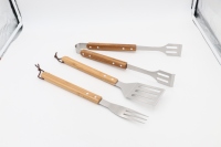 Outils de barbecue avec manche en bois extra long, ensemble d'outils en métal durable