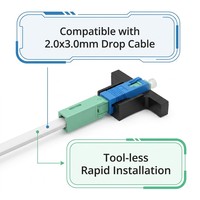 Connecteur rapide en fibre optique SC/UPC en forme de T avec ferrule pré-polie, jumper anti-traction pour réseau