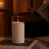 Diffuseur d'arômes ultrasonique USB avec batterie intégrée et lumière nocturne effet flamme, capacité de 60 ml pour la maison, la voiture et l'hôtel