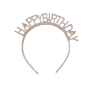 Happy Birthday Crystal Rhinestone <b>Headband</b> Women Party Birthday Props Letter Design High Quality Plastic Material - Product Image 5