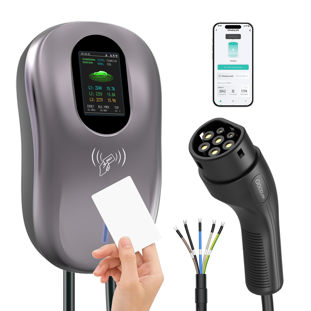 7KW Type 2 Electric Car Charger 32A EV Charging Station with APP 5M Cable Electric Vehicle Charger, IP65 Wall Charging Box,
