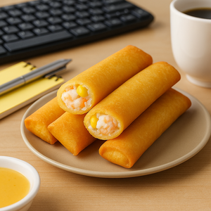 Trio de Rollitos Primavera de Mariscos Congelados Dulces y Crujientes Sanquan para Niños - Pastelería Congelada en Bolsa para Venta al por Mayor - Product Image 1