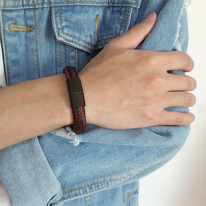 Factory Custom Stainless Steel Mens Magnetic Clasp Braided <b>Leather</b> <b>Bracelet</b> - Product Image 4