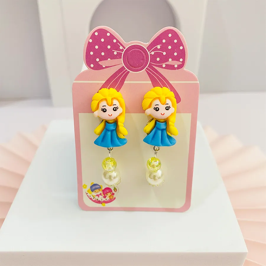 Bonito dos desenhos animados princesa clipe em crianças brincos resina jóias clipe de orelha não perfurado para meninas