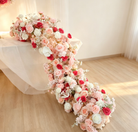 H481 Großhandel, Rosa Boden-Blumenarrangements für Hochzeitsbögen, Tischdekoration, Künstliche Blumen-Läufer