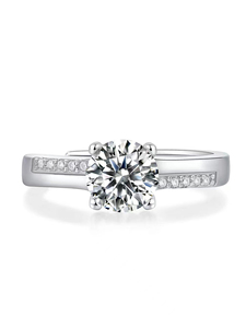 Wedding Anniversary 1ct 925 Sterling <strong>Silver</strong> Moissanite Diamond <strong>Ring</strong> for Women <strong>Adjustable</strong> Claw Setting Accessories - Product Image 2