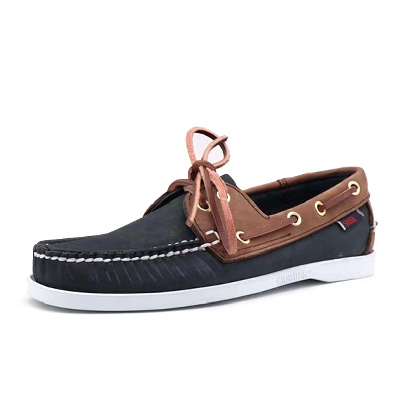 Mens Casual Comfortable Genuine Leather Lightweight Boat Shoe Classic Fashion Loafer Slip On Breathable Deck Shoe