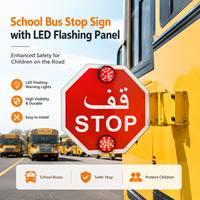 Système de signalisation automatique pour arrêt de bus scolaire avec bras LED, barrière de stationnement électrique pliable et système d'avertissement de sécurité pour flotte de bus