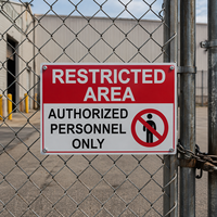 Señal de Advertencia para Obras de Construcción, Señalización de Área Restringida de Metal, Placa de Advertencia de Aluminio para Personal Autorizado Industrial